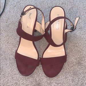 Magenta/Wine Colored Block Heels